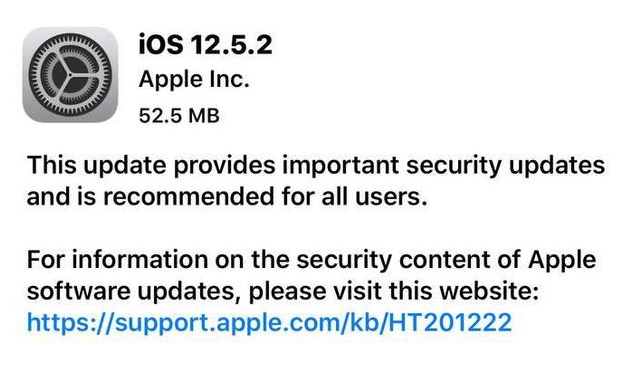 广宗苹果手机维修分享iOS12.5.2发布，建议所有老苹果用户安装 